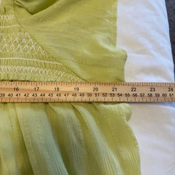 Maurices Top Women 2X Light Green Smocked Ruffle Split Neck Flutter Sleeve Boho - Picture 8 of 14